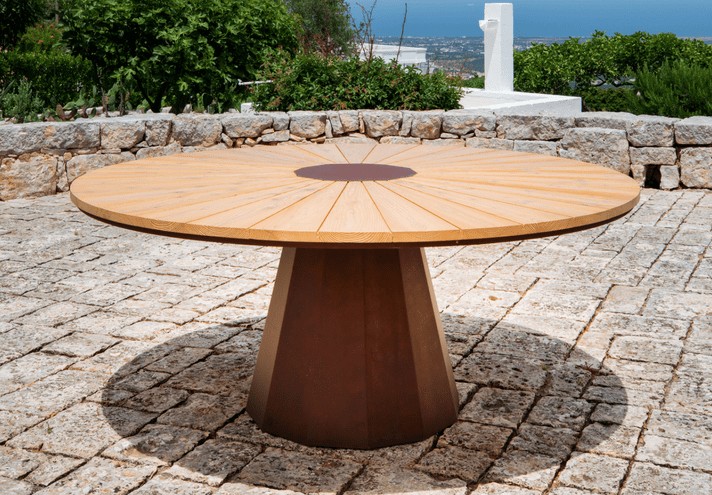 Meubles-design-en-acier-corten-Style-industriel-Acier-corten-intérieur-Intérieur-moderne-SPICA | Table en corten