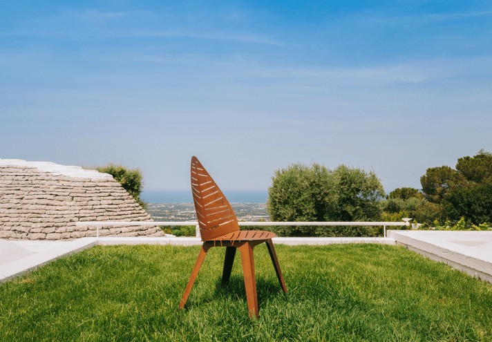 Corten-Möbel-Einrichtung-hergestellt-in-Italien-Stahlmöbel-LILA | Stuhl aus Corten