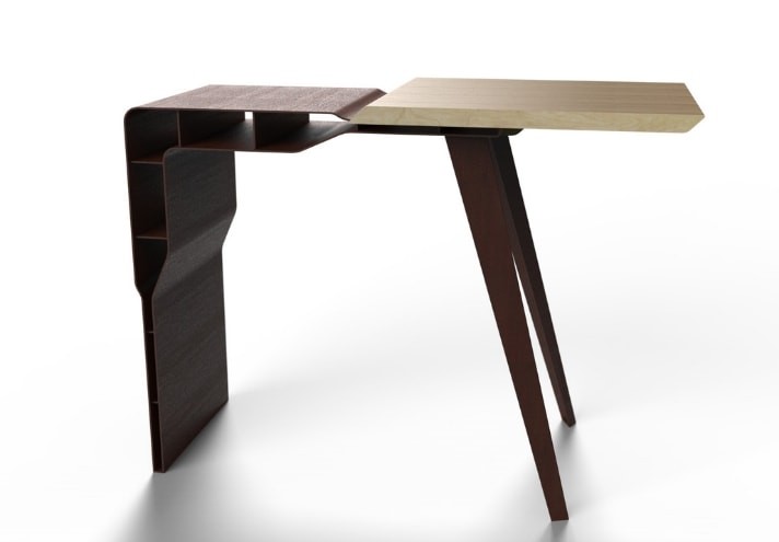 Meubles-design-en-acier-corten-Style-industriel-Acier-corten-intérieur-Intérieur-moderne-MESETA | Console en corten et bois