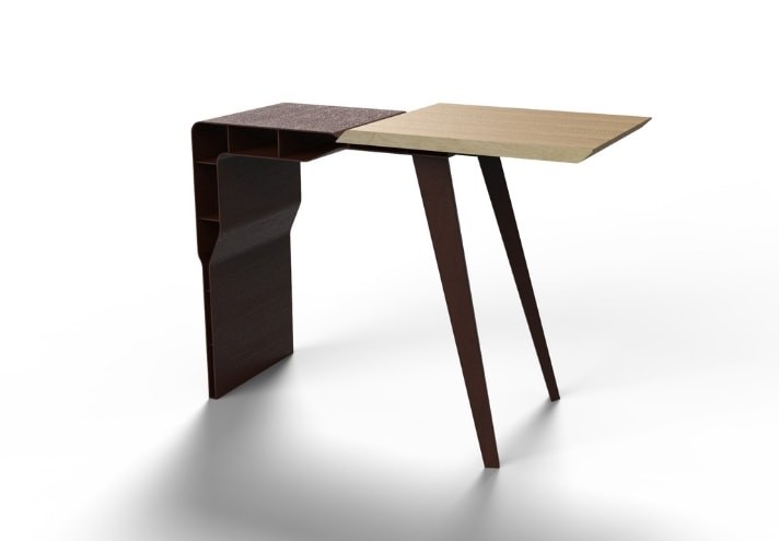 Meubles-design-en-acier-corten-Style-industriel-Acier-corten-intérieur-Intérieur-moderne-MESETA | Console en corten et bois