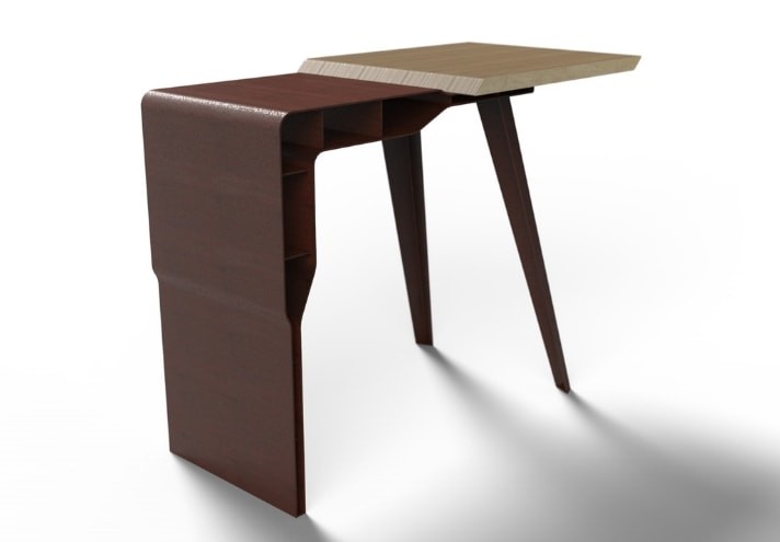 Meubles-design-en-acier-corten-Style-industriel-Acier-corten-intérieur-Intérieur-moderne-MESETA | Console en corten et bois