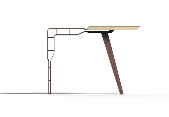 Meubles-design-en-acier-corten-Style-industriel-Acier-corten-intérieur-Intérieur-moderne-MESETA | Console en corten et bois