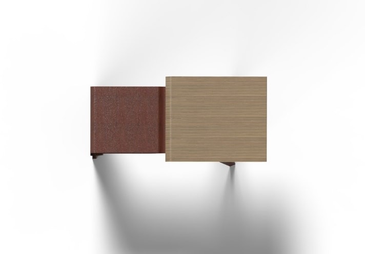 Corten-Möbel-Einrichtung-hergestellt-in-Italien-Stahlmöbel-MESETA | Konsole aus Corten und Holz