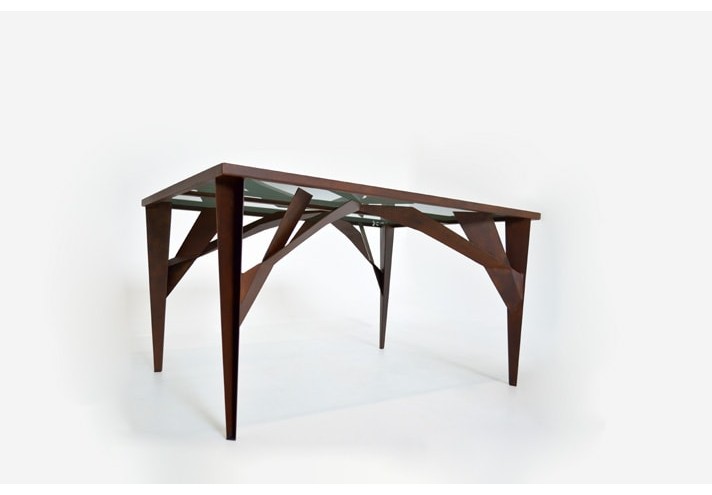Meubles-design-en-acier-corten-Style-industriel-Acier-corten-intérieur-Intérieur-moderne-TREE X | Table en corten
