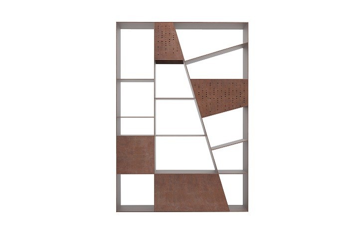 Meubles-design-en-acier-corten-Style-industriel-Acier-corten-intérieur-Intérieur-moderne-SCRINEUM | Bibliothèque en Corten