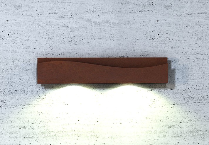 Corten-Möbel-Einrichtung-hergestellt-in-Italien-Stahlmöbel-ESSE 002 | Wandleuchte aus Corten