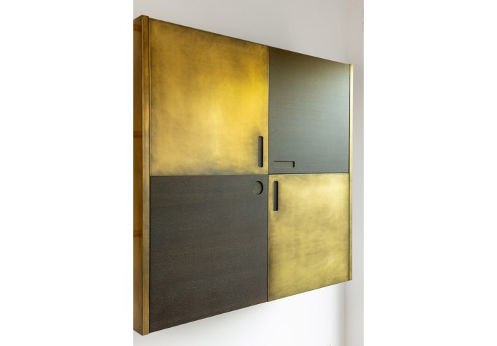 Meubles-design-en-acier-corten-Style-industriel-Acier-corten-intérieur-Intérieur-moderne-CARRÉ | Armoire murale en laiton