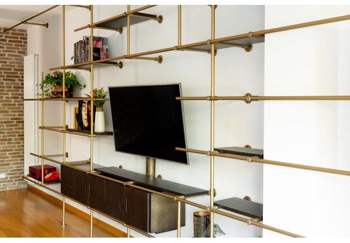 Design-furniture-Italy-Corten-design-Design-made-in-Italy-Italian-design-store-MÉTRO | Brass modular bookcase