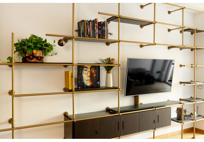Design-furniture-Italy-Corten-design-Design-made-in-Italy-Italian-design-store-MÉTRO | Brass modular bookcase