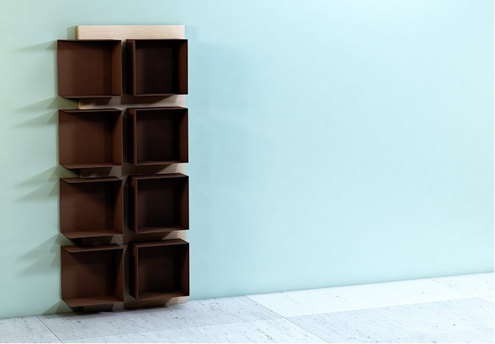 Corten-Möbel-Einrichtung-hergestellt-in-Italien-Stahlmöbel-MODULO Links | Bücherregal aus Corten