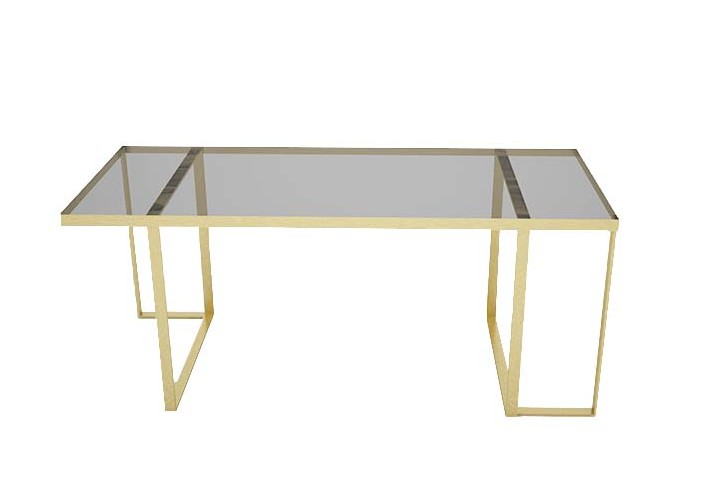 Corten-Möbel-Einrichtung-hergestellt-in-Italien-Stahlmöbel-JACKIE| Tisch aus Messing und Glas