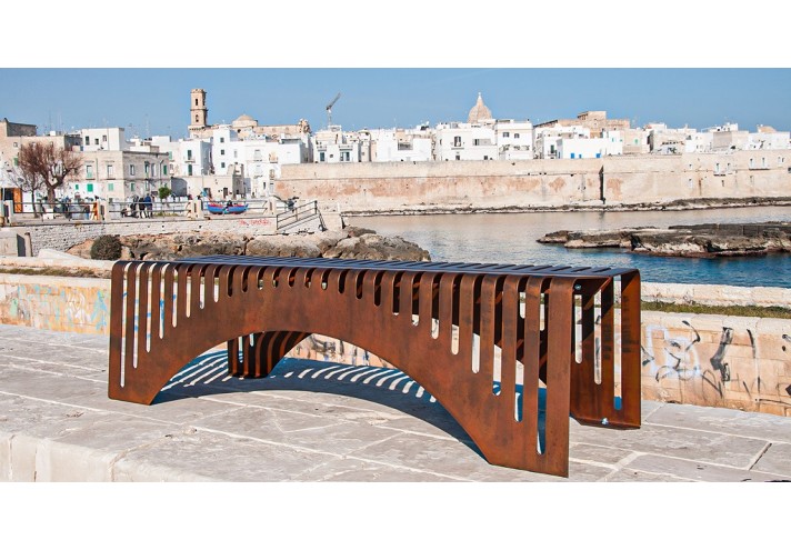 Meubles-design-en-acier-corten-Style-industriel-Acier-corten-intérieur-Intérieur-moderne-CUT 002 | Banc en corten