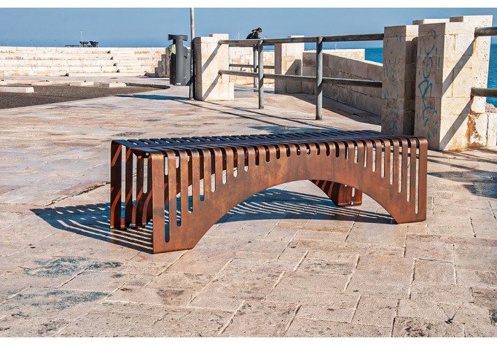 Meubles-design-en-acier-corten-Style-industriel-Acier-corten-intérieur-Intérieur-moderne-CUT 002 | Banc en corten