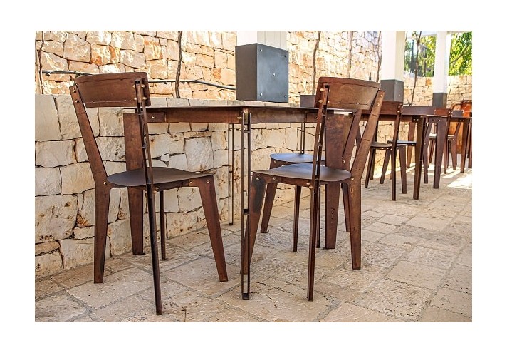 Arredamento-in-acciaio-Stile-industriale-Arredamento-in-corten-Arredamento made-in-Italy-ZINNIA | Sedia in corten