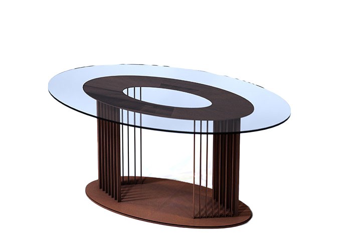 Corten-Möbel-Einrichtung-hergestellt-in-Italien-Stahlmöbel-OVOV | Couchtisch aus Corten