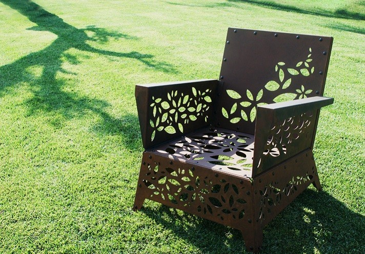 Meubles-design-en-acier-corten-Style-industriel-Acier-corten-intérieur-Intérieur-moderne-HANAMI | Fauteuil en corten