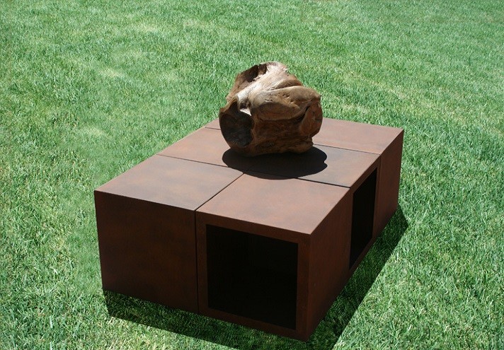 Corten-Möbel-Einrichtung-hergestellt-in-Italien-Stahlmöbel-CUBO MOVE | Dekoration aus Corten