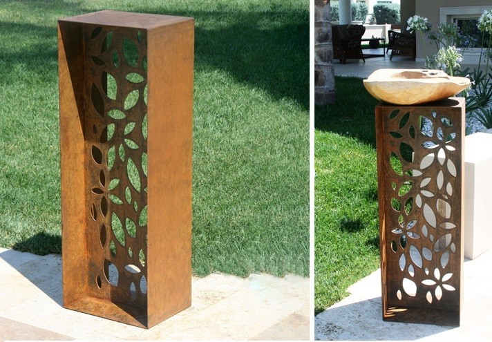 Meubles-design-en-acier-corten-Style-industriel-Acier-corten-intérieur-Intérieur-moderne-HANAMI | Totem en corten