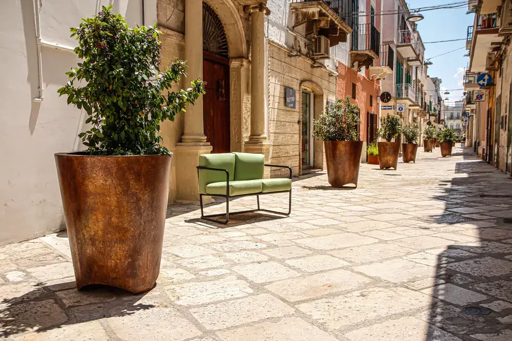 Fioriere arredo urbano in acciaio Corten per spazi pubblici e comuni
