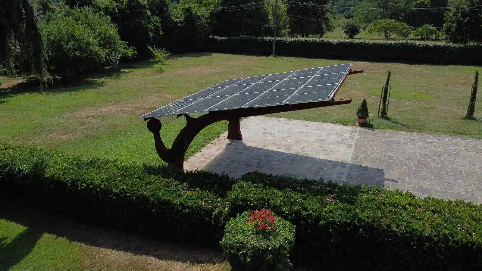 Ombrières photovoltaïques in acciaio Corten