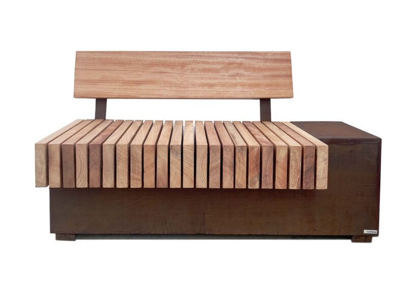 Bricks | Panca in acciaio corten e legno