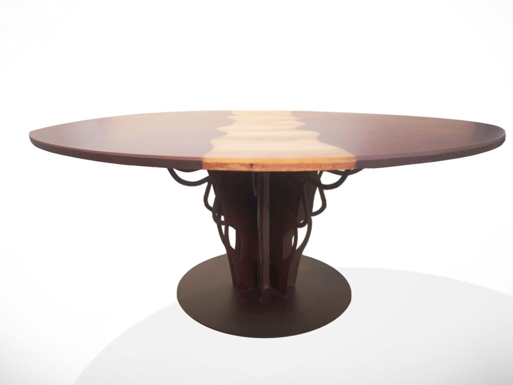 Gea | Tavolo in corten e legno d'ulivo