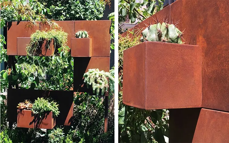 Separè in corten con piante