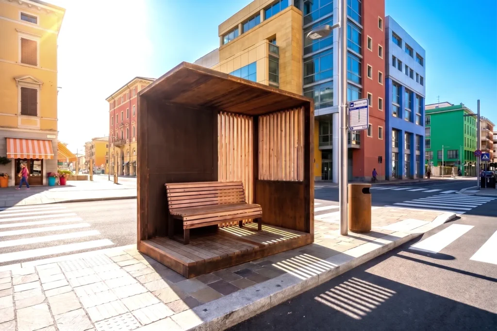 CUBO | Pensilina in corten e legno — foto 2